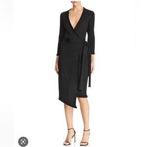 New with tags Milly Ruffle Edge Wrap Dress in black. Size Large